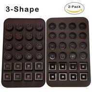 Webake 24-Cavity Silicone Chocolate Molds, Candy Molds, 2 Pack, 3 Different Shapes N3