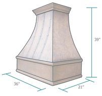 Copper Best H7 362139LT Copper Kitchen Exhaust Hood Hand Hammered with Strips and Rivets 36inch N3