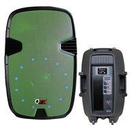 QFX SBX-1507BTL Speaker Build-In Amplifier Bluetooth LED Light (Green)