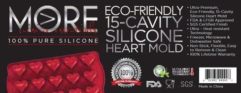 Eco-Friendly 15 - Cavity Silicone Heart Mold - Heart Pan for Making Homemade Chocolate, Candy, Gummy, Jelly, and... N4