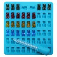 3 Pack Silicone Gummy Bear Molds 53 Cavities, 3 Bonus Droppers Perfect for Mints Chocolates Fudge Ice Cubes, BPA... N6