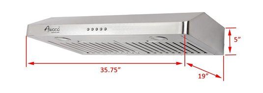Awoco 30" RH-UC085 5" High Stainless Steel Under Cabinet 3 Speeds 800CFM Range Hood with 2 Lights N9