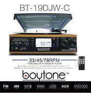 Boytone BT-19DJW-C 3-speed Turntable, 2 Built in Speakers Large Digital Display AM/FM, Cassette, USB/SD/AUX/MP3... N7