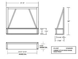 Chimney Style Range Hood Front by Castlewood - 30", Maple