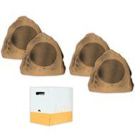 Acoustic Audio B6RS Sandstone 6.5" Rock Speaker 2 Pair Pack and Wire Outdoor Weatherproof