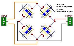 Electronics-Salon 30A Bridge Rectifier Module Board, for High-Power Audio Amplifier, MUR3060.
