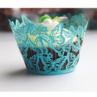 Kuke 24 pcs Dancing Butterfly Laser Cut Cupcake Wrappers Cupcake Liners Muffin Container for Baby Shower Baby... N8