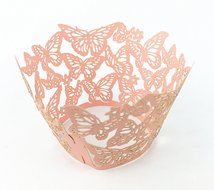 Yansanido 12 set pink Filigree Artistic Bake Little Vine Lace Laser Cut Cupcake Wrapper Cup Muffin Case Trays... N57