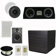 Theater Solutions 5.1 Home Theater 6.5" Speaker Set with Center, 15" Powered Sub and More TS65CWC51SET8