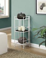 Convenience Concepts Designs-2-Go 3-Tier Folding Metal Corner Shelf, White N43