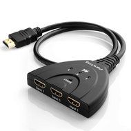 Panlong 4K x 2K HDMI Switch 3 Port Auto Switch with Fixed 2FT Pigtail Cable Supports 4K, 3D, 1080P, HD Audio N3