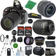 Nikon D5300 - International Version (No Warranty), 18-55mm f/3.5-5.6 DX VR, Nikon 55-200mm f4-5.6G ED DX Nikkor...