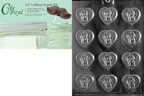 Cybrtrayd W007 Wedding Hearts Chocolate Candy Mold with Exclusive Cybrtrayd Copyrighted Chocolate Molding Instructions