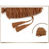 Creazy Women Messenger Women Fashion Casual Tassel Solid Bags Drawstring Should (Brown) N6