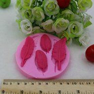 GOOTRADES 4 Cavity 3D Feather Shaped Silicone Cake Mold Candy Jelly Fondant Making Mold Tools N6