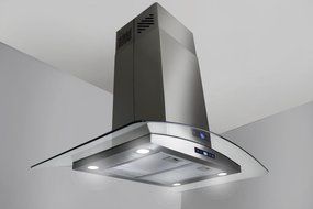 Golden Vantage Stainless Steel 30" Euro Style Island Mount Range Hood LED Screen GVAIS2-30 N8