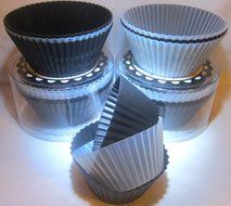 Reusable Jumbo Silicone Baking Cups 3.5": Set of Six with Three Bonus 2.75" Cups, Must-Have-Bakeware!