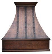 Copper Best H7 362139LT Copper Kitchen Exhaust Hood Hand Hammered with Strips and Rivets 36inch N4