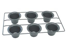 CybrTrayd R&amp;M Non-Stick 6 Cup Popover Pan, Dark Grey