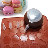WOMHOPE Silicone Decomax Pen with 4 Nozzles + 1 x Baking Sheet - Cup Cake Muffin Pastry Cream Icing Nozzle - Macaron... N10