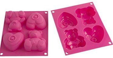 Silicone Baking Mold - Mini Cake Pans For Kids (Heart and Teddy Bear) N4