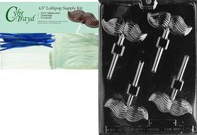 Cybrtrayd D025 Mustache Lolly Chocolate Candy Mold with Exclusive Cybrtrayd Copyrighted Chocolate Molding Instructions N2