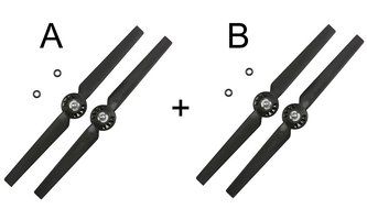 2 Pack Yuneec Black Propeller Sets / Rotor Blades A and B (YUNQ4K115A) (YUNQ4K115B), For Q500 4K, Q500, Q500+... N2