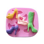 Yunko 5 Holes Fashion Ladies Boots High-heeled Shoes Fondant Silicone Cake Decorating Mold Chocolate Candy Mold