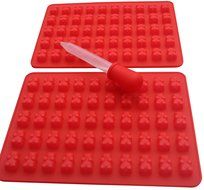 2 - No Plastic Filler - Pure LFGB Silicone - 2 - 50 Cavity (100 Total Bears) With Dropper Gummy Bear Mold for... N2