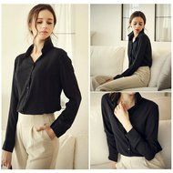 Oligex(TM) Loose Solid Color Long Sleeve Chiffon Women Blouse White Black Blue Women Chiffon Blouse V-neck Spring... N5