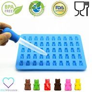 50 Cavity Silicone Gummy Bear Candy Mold - BONUS easy fill Dropper N5