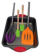 Fuller Brush 8&quot; Cake Pan with Tovolo Batter Tool, Slotted Turner, and Mini Spatula/Spoonula Set (5 items)