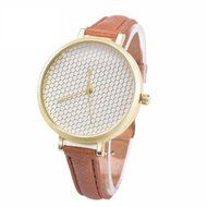 XILALU Women watch, Leather printing Analog Quartz concise Fashion Ladies table Wrist Watch (Beige) N12