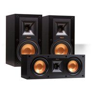 Klipsch R-15M Reference Bookshelf Monitor Speaker Pair with R-25C Center Speaker (Black) N2
