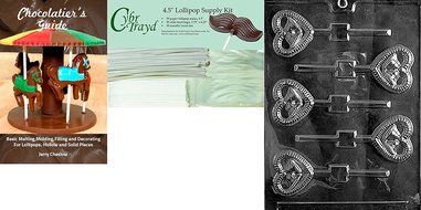 Cybrtrayd W023 Bells in Heart Lolly Wedding Chocolate Candy Mold N4