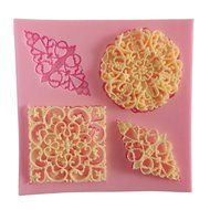 Wocuz W0721 Silicone 4 Mini Size Lace Pattern Fondant Mold Candy Making Mould Cake Embossing Decoration