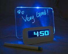 LED Light Fluorescent Message Board Eelctric Digital USB HUB Wall Alarm Clock Calendar for X'mas Gift N3