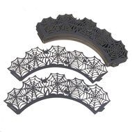 Fangfang Cut Cupcake Wrappers Wraps Liners Wedding Birthday Party Halloween Cake Decoration Black