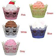 Mikey Store, 50pc New! Lace Laser Cut Cupcake Wrapper Liner Baking Cup Muffin (WT) N2