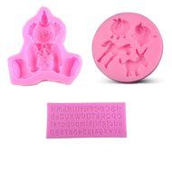 3 Pack 3D Fondant Silicone Mold Cake Decorating Tools DIY Baking | Clown Animal Donkey Farm Horse Sheep | Letters... N2