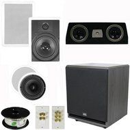 Theater Solutions 5.1 Home Theater 8" and 6.5" Speaker Set with Center, 12" Powered Sub and More TS6C8WC51SET7