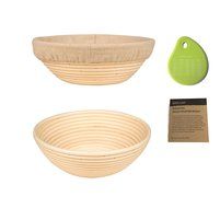 10.5 Inch Banneton Proofing Basket + FREE Cloth Liner + Sillicone Bowl Scraper + Instructions &amp; Recipe - Creates... N5