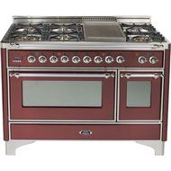 48" - 7 Burner Dual Fuel Range + Griddle with Convection Oven Finish: Burgundy