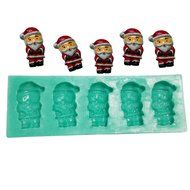 Yunko 5 Cavity Christmas Santa Claus Cake Fondant Chocolate Candy Mold Sugar Craft Decorating Mold
