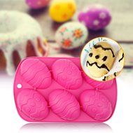 inkint 6-Hole Easter Festival Egg Cake Bread Muffin Brownie Cupcake Fondant Making Baking Mold Silicone DIY Homemade... N3