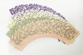 HUAL Cupcake Wrappers 50 Filigree Artistic Bake Cake Paper Cups Lace Laser Cut Liner Baking Cup Muffin Case Trays... N19