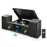 Vintage Retro Classic Style Bluetooth Turntable Speaker System with Vinyl/MP3 Recording Ability (Certified Refurbished) N4