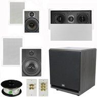 Theater Solutions 5.1 Home Theater 8" and 6.5" Speaker Set with Center, 12" Powered Sub and More TS6W8WL51SET7
