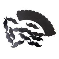 Click Down 12pcs DIY Mustache Cupcake Wrappers Cake Toppers Picks Decoration N4