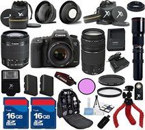 Canon 7D Mark II Camera Body with 18-55mm IS STM Lens + 75-300mm III + 500mm Preset Lens + 24pc Kit - International...